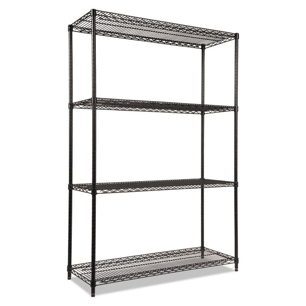 Alera® NSF Certified Industrial Four-Shelf Wire Shelving Kit, 48w x 18d x 72h, Black (ALESW504818BL)