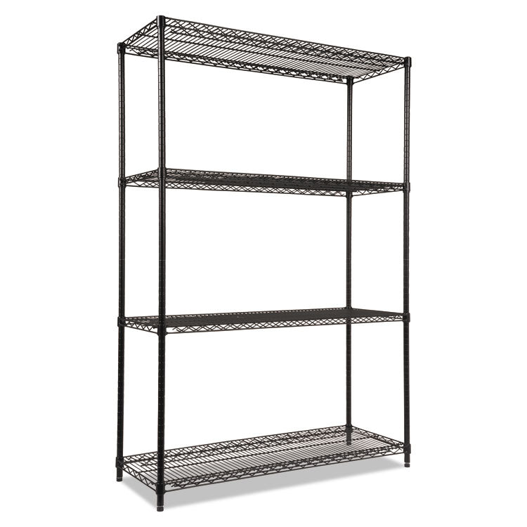 Alera® NSF Certified Industrial Four-Shelf Wire Shelving Kit, 48w x 18d x 72h, Black (ALESW504818BL) Each