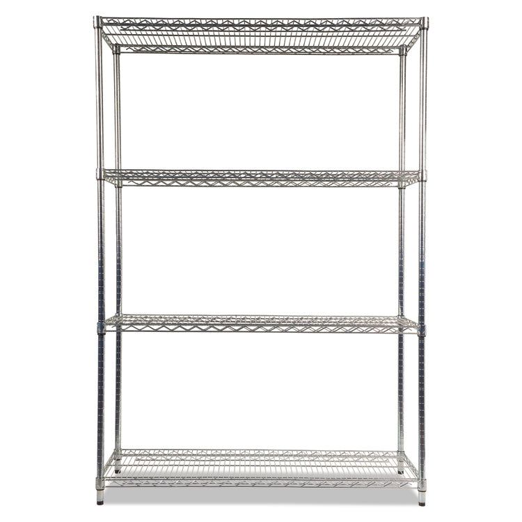 Alera® NSF Certified Industrial Four-Shelf Wire Shelving Kit, 48w x 18d x 72h, Silver (ALESW504818SR)