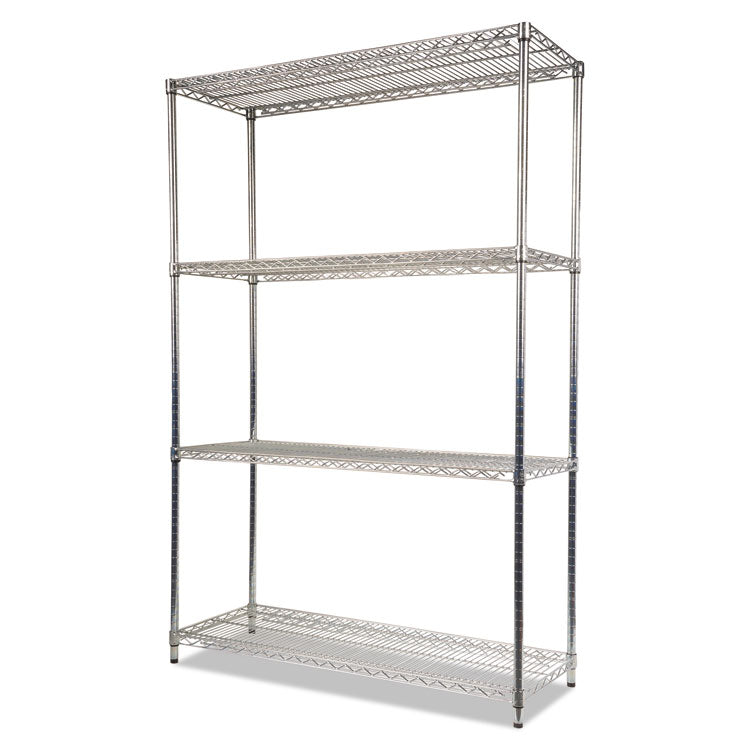 Alera® NSF Certified Industrial Four-Shelf Wire Shelving Kit, 48w x 18d x 72h, Silver (ALESW504818SR)