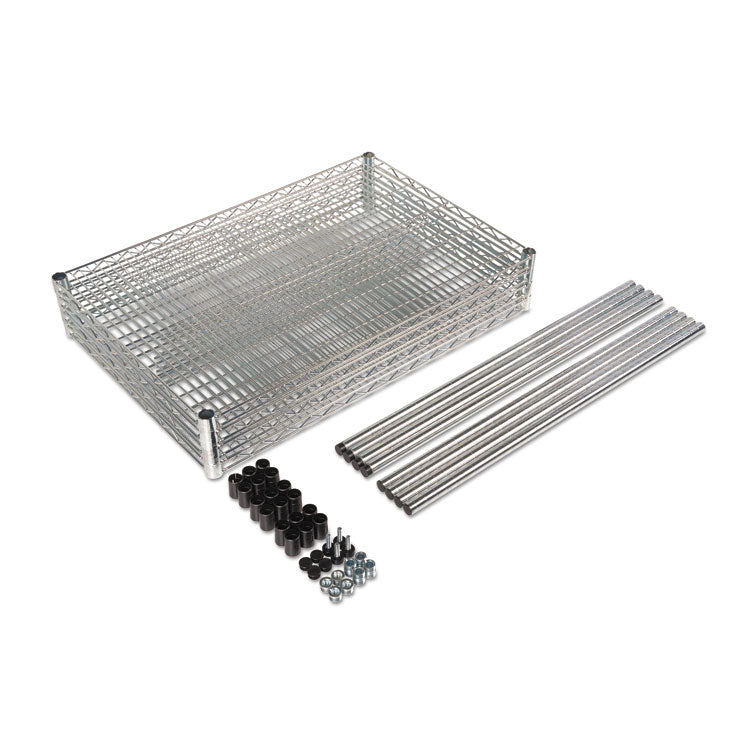 Alera® NSF Certified Industrial Four-Shelf Wire Shelving Kit, 48w x 24d x 72h, Silver (ALESW504824SR)