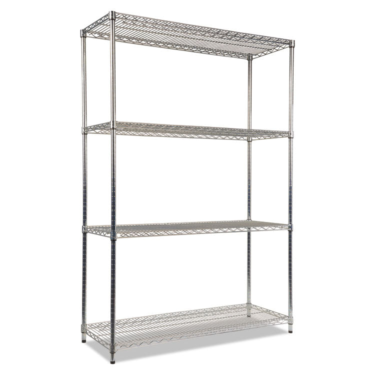 Alera® NSF Certified Industrial Four-Shelf Wire Shelving Kit, 48w x 18d x 72h, Silver (ALESW504818SR)