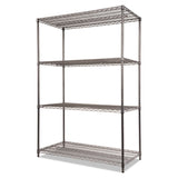 Alera® Wire Shelving Starter Kit, Four-Shelf, 48w x 24d x 72h, Black Anthracite (ALESW504824BA)