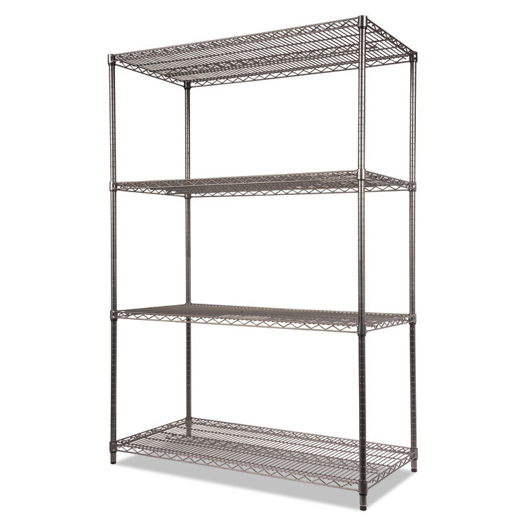 Alera® Wire Shelving Starter Kit, Four-Shelf, 48w x 24d x 72h, Black Anthracite (ALESW504824BA)