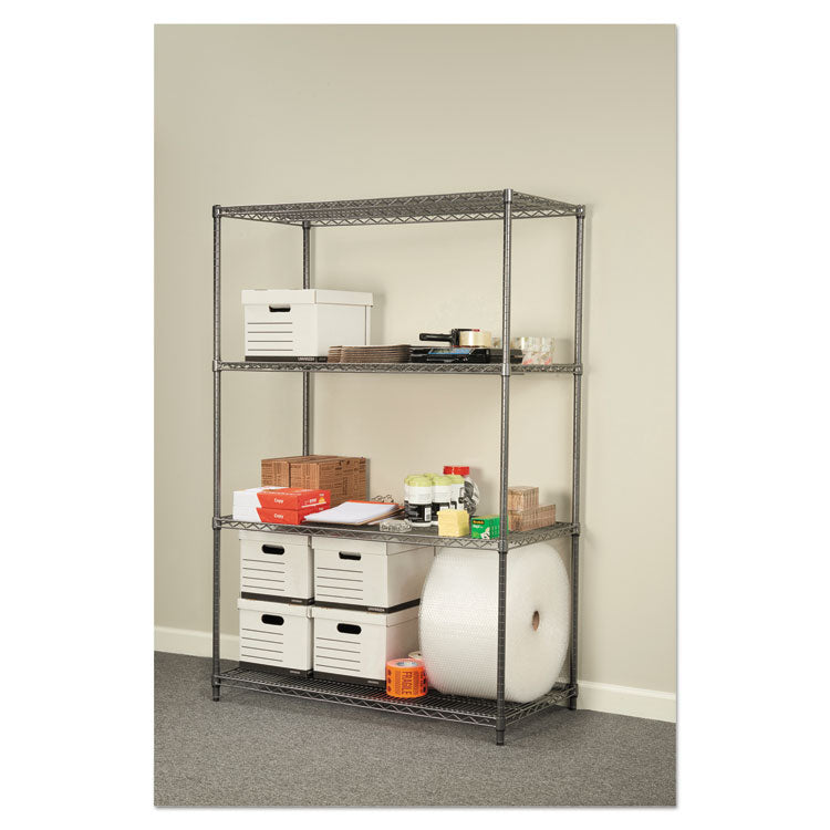 Alera® Wire Shelving Starter Kit, Four-Shelf, 48w x 24d x 72h, Black Anthracite (ALESW504824BA)