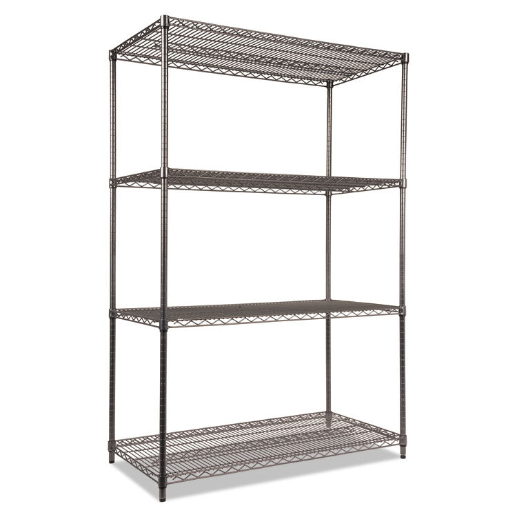 Alera® Wire Shelving Starter Kit, Four-Shelf, 48w x 24d x 72h, Black Anthracite (ALESW504824BA)