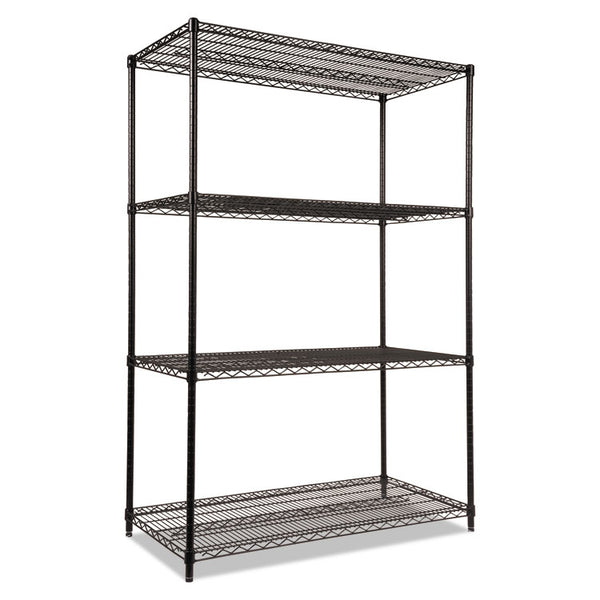 Alera® NSF Certified Industrial Four-Shelf Wire Shelving Kit, 48w x 24d x 72h, Black (ALESW504824BL)