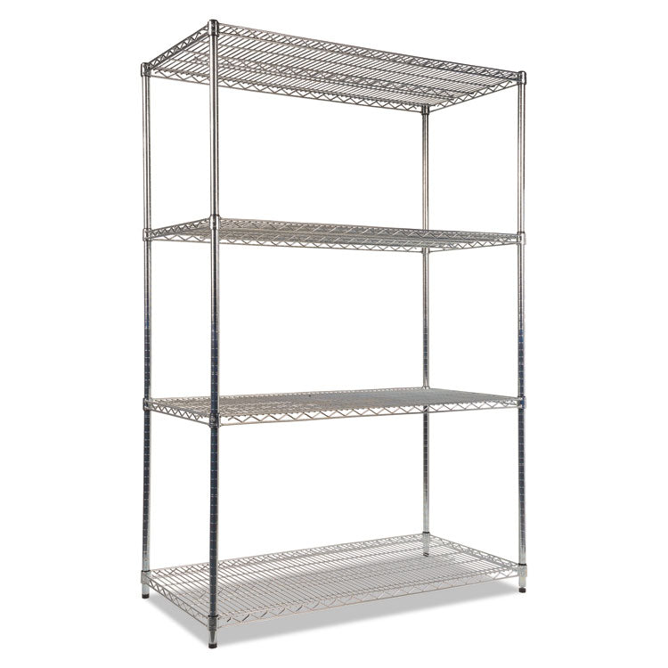 Alera® NSF Certified Industrial Four-Shelf Wire Shelving Kit, 48w x 24d x 72h, Silver (ALESW504824SR)