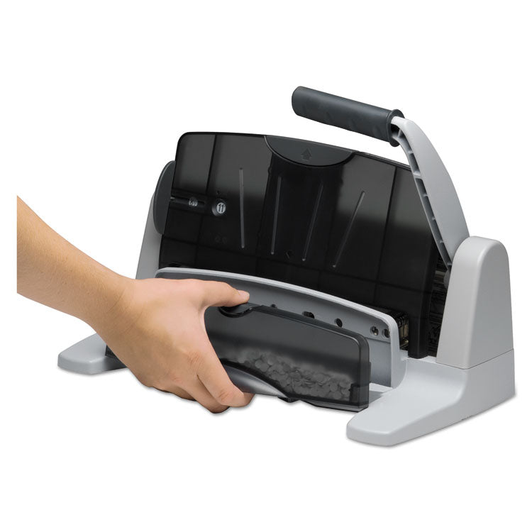 Swingline® 40-Sheet LightTouch Heavy-Duty Two- to Seven-Hole Punch, 9/32" Holes, Black/Gray (SWI74357) Each