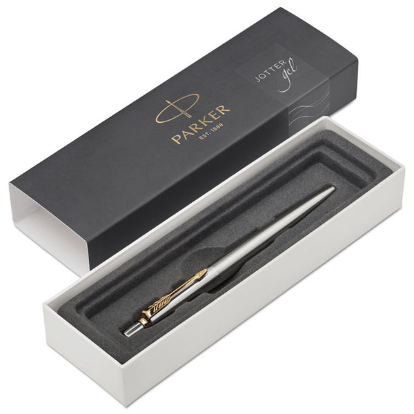 Parker® Jotter Gel Pen, Retractable, Medium 0.7 mm, Black Ink, Stainless Steel Barrel (PAR2020647)