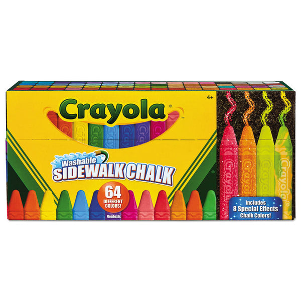 Crayola® Ultimate Sidewalk Chalk, 4" x 0.5" Diameter, 60 Assorted Colors, 64/Set (CYO512064) Pack of 64