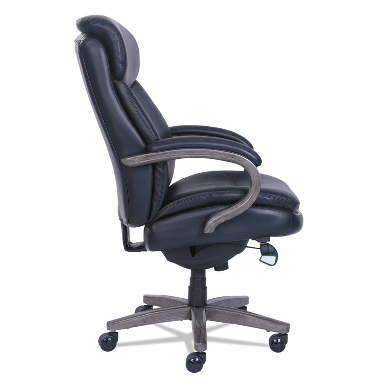 La-Z-Boy® Woodbury High-Back Executive Chair, Supports Up to 300 lb, 20.25" to 23.25" Seat Height, Black Seat/Back, Weathered Gray Base (LZB48962A) Each
