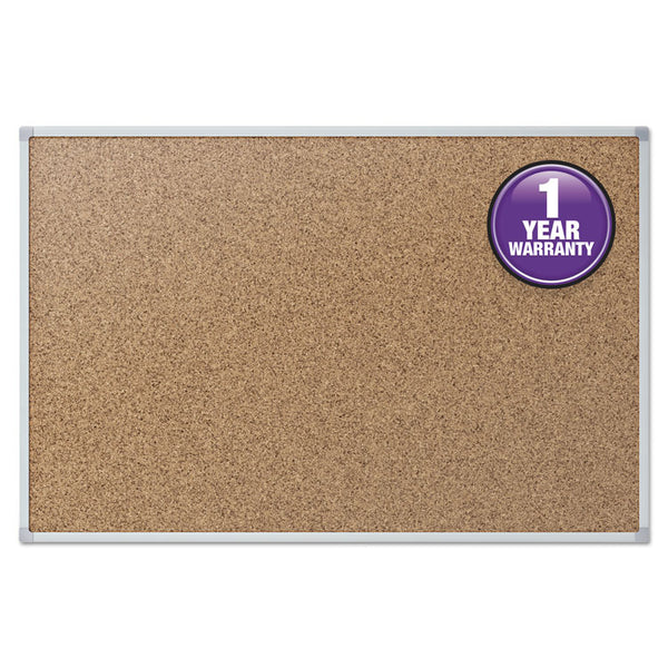Mead® Cork Bulletin Board, 36 x 24, Tan Surface, Silver Aluminum Frame (MEA85361)
