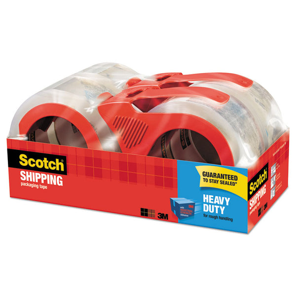Scotch® 3850 Heavy-Duty Packaging Tape with Dispenser, 3" Core, 1.88" x 54.6 yds, Clear, 4/Pack (MMM38504RD)