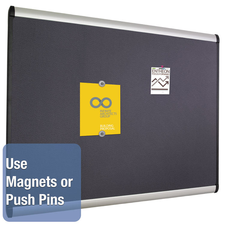 Quartet® Prestige Plus Magnetic Fabric Bulletin Boards, 48 x 36, Gray Surface, Silver Aluminum Frame (QRTMB544A) Each