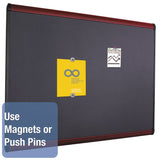 Quartet® Prestige Plus Magnetic Fabric Bulletin Boards, 48 x 36, Gray Surface, Mahogany Fiberboard/Plastic Frame (QRTMB544M)