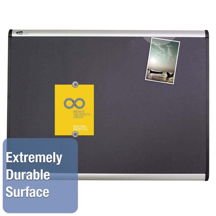 Quartet® Prestige Plus Magnetic Fabric Bulletin Boards, 48 x 36, Gray Surface, Silver Aluminum Frame (QRTMB544A) Each