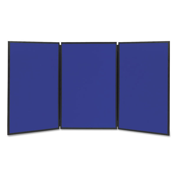 Quartet® Show-It! Display System, Three-Panel Display, 72 x 36, Blue/Gray Surface, Black PVC Frame (QRTSB93513Q)