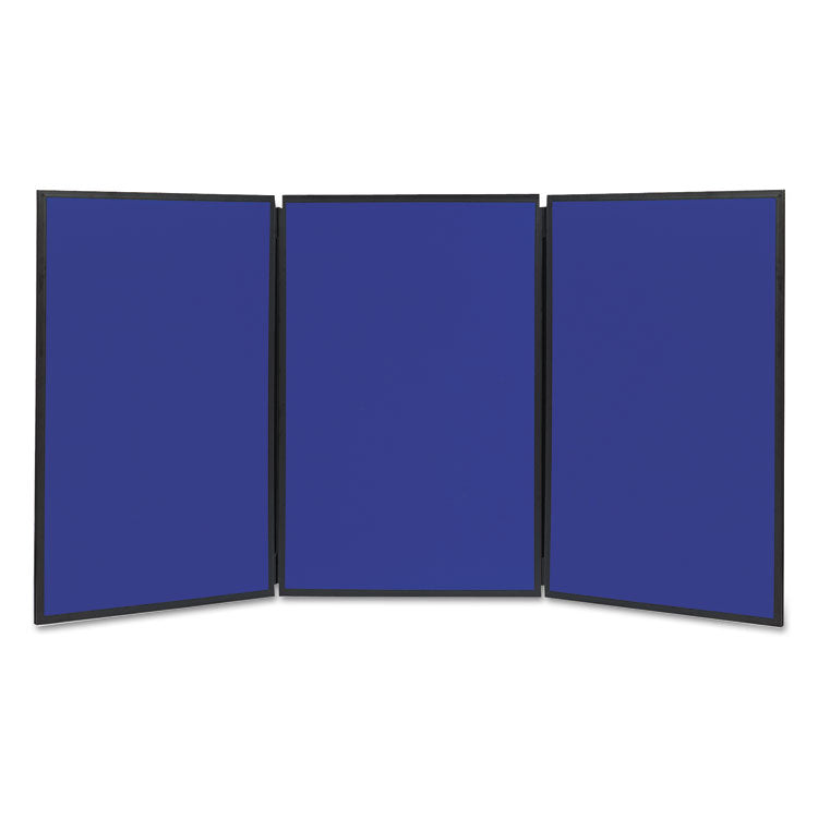 Quartet® Show-It! Display System, Three-Panel Display, 72 x 36, Blue/Gray Surface, Black PVC Frame (QRTSB93513Q)