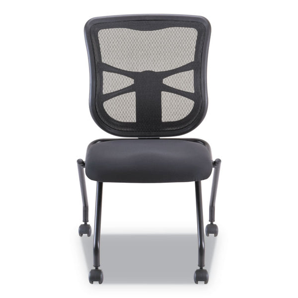 Alera® Alera Elusion Mesh Nesting Chairs, Supports Up to 275 lb, 18.1" Seat Height, Black Seat, Black Back, Black Base, 2/Carton (ALEEL4915)