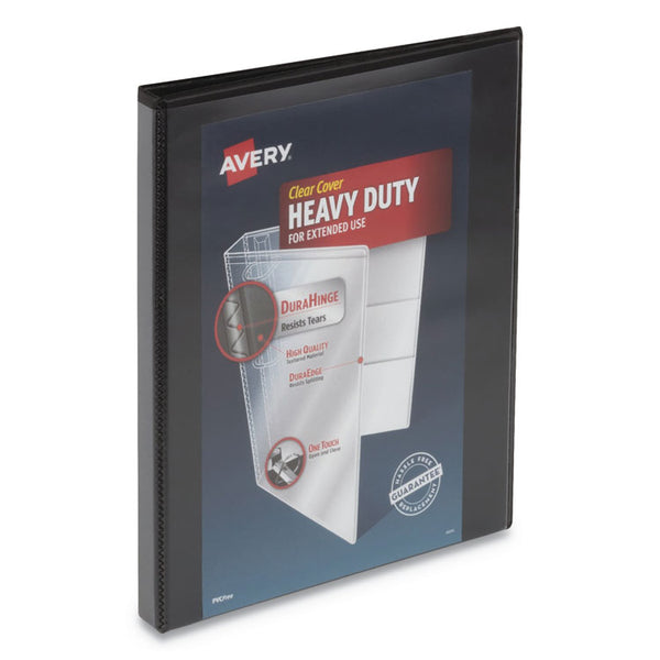 Avery® Heavy-Duty View Binder with DuraHinge and One Touch Slant Rings, 3 Rings, 0.5" Capacity, 11 x 8.5, Black (AVE79766)