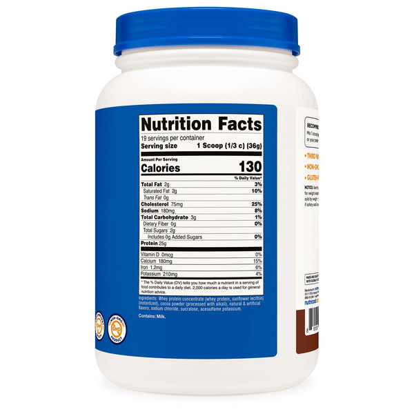Nutricost Whey Protein Concentrate Oral Supplement Chocolate Flavor Powder 1.5 lb. Canister (1270267_CS) 6/CS