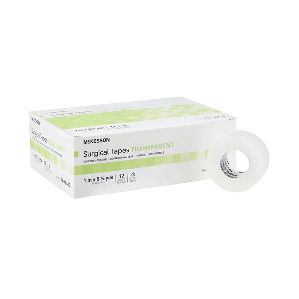 McKesson Medical Tape Transparent 1 Inch X 5-1/2 Yard Plastic / Silicone NonSterile (1073806_RL) 1/RL