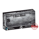 NitriDerm® Ultra Black Exam Glove Small NonSterile Nitrile Standard Cuff Length Textured Fingertips Black Chemo Tested / Fentanyl Tested (882699_BX) 100/BX