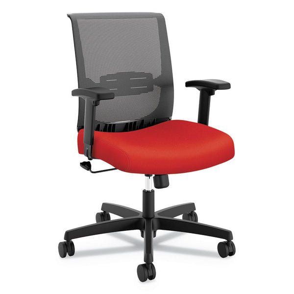 HON® Convergence Mid-Back Task Chair, Swivel-Tilt, Supports Up to 275 lb, 16.5" to 21" Seat Height, Red Seat, Black Back/Base (HONCMZ1ACU67)