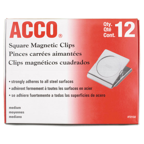 ACCO Magnetic Clip, 1" Jaw Capacity, Silver, 12/Pack (ACC72132)