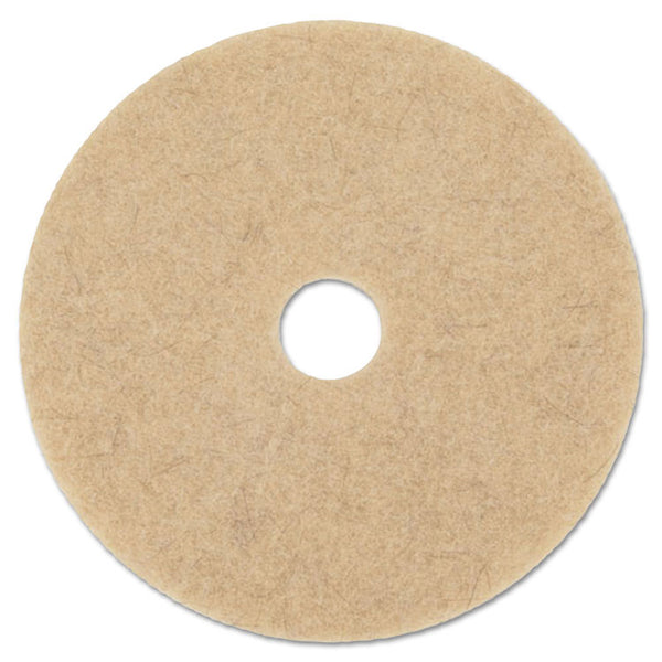 Boardwalk® Natural Hog Hair Burnishing Floor Pads, 17" Diameter, Tan, 5/Carton (BWK4017NHE)