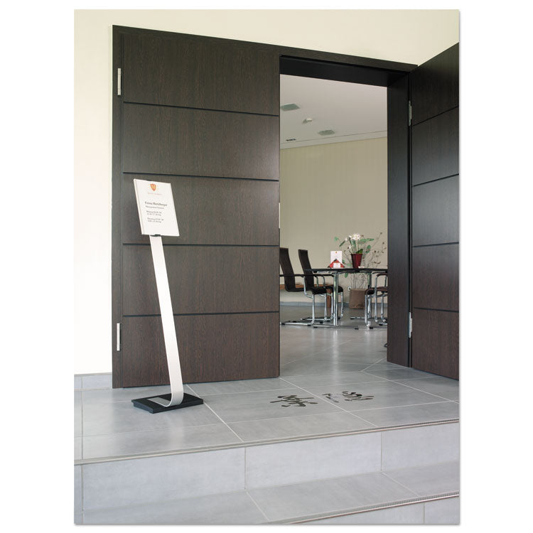 Durable® Info Sign Duo Floor Stand, Letter-Size Inserts, 15 x 46.5, Clear (DBL481423) Each