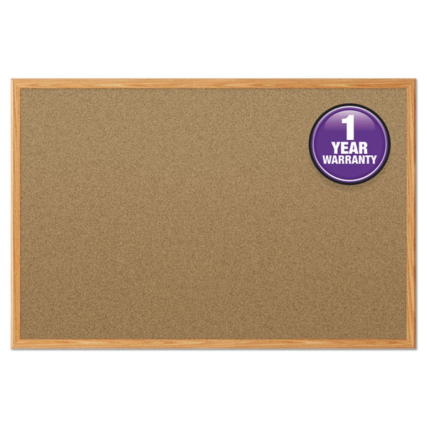 Mead® Economy Cork Board with Oak Frame, 48 x 36, Tan Surface, Oak Fiberboard Frame (MEA85367)