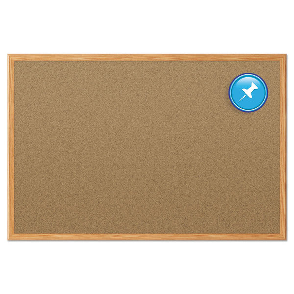 Mead® Economy Cork Board with Oak Frame, 48 x 36, Tan Surface, Oak Fiberboard Frame (MEA85367)
