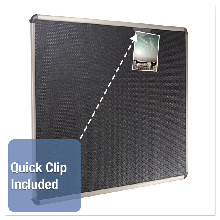 Quartet® Prestige Euro-Style Embossed Foam Bulletin Board, 48 x 34.44, Black Surface, Euro Titanium Aluminum Frame (QRTB364T) Each