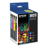 Epson® T802120-BCS (802) DURABrite Ultra Ink, 650/900 Page-Yield, Black/Cyan/Magenta/Yellow (EPST802120BCS) Pack of 4