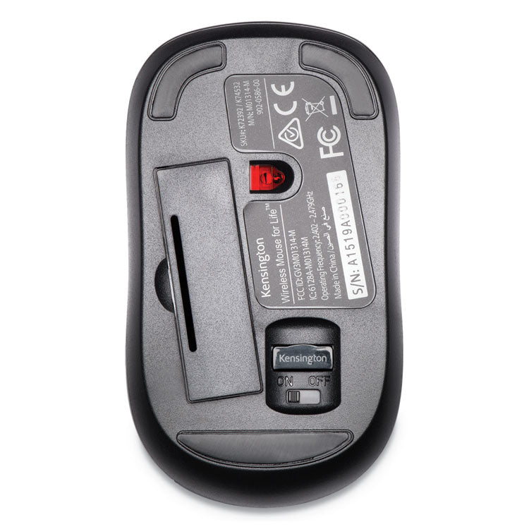 Kensington® Wireless Mouse for Life, 2.4 GHz Frequency/30 ft Wireless Range, Left/Right Hand Use, Black (KMW72392) Each