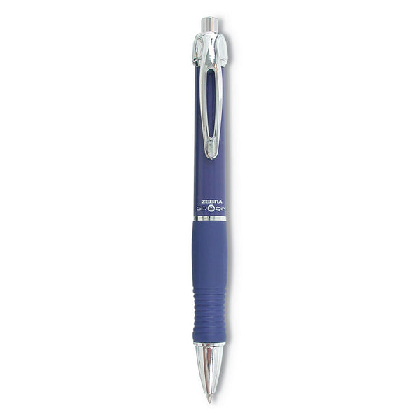 Zebra® GR8 Gel Pen, Retractable, Medium 0.7 mm, Blue Ink, Blue/Silver Barrel, 12/Pack (ZEB42620)