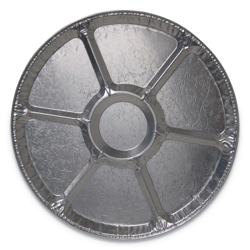 Durable Packaging Aluminum Cater Trays, 7-Compartment Lazy Susan, 16" Diameter x 0.81" h, Silver, 50/Carton (DPK16LS) Case of 50