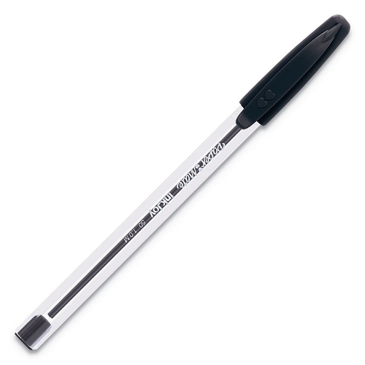 Paper Mate® InkJoy 50ST Ballpoint Pen, Stick, Medium 1 mm, Black Ink, Clear Barrel, Dozen (PAP2013154)