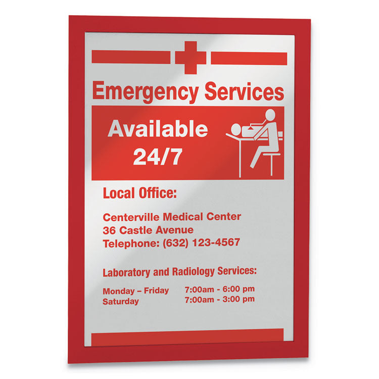 Durable® DURAFRAME Sign Holder, 8.5 x 11, Red Frame, 2/Pack (DBL476803) Pack of 2