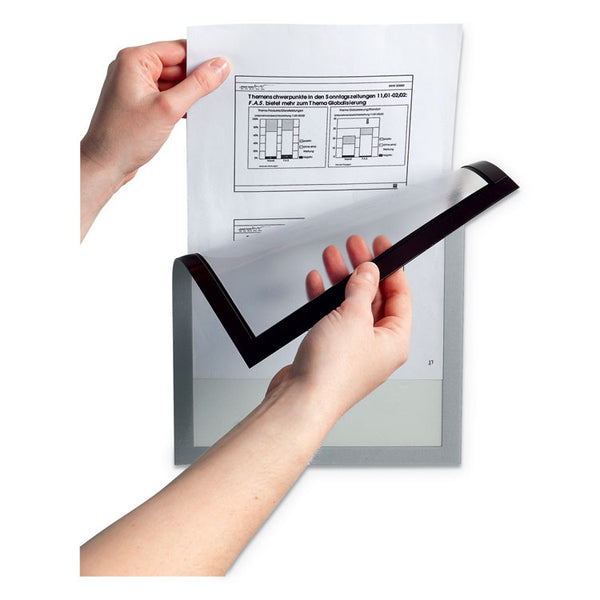Durable® DURAFRAME Magnetic Sign Holder, 8.5 x 11, Silver Frame, 2/Pack (DBL477123)