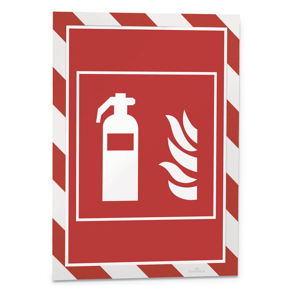 Durable® DURAFRAME Security Magnetic Sign Holder, 8.5 x 11, Red/White Frame, 2/Pack (DBL4772132) Pack of 2