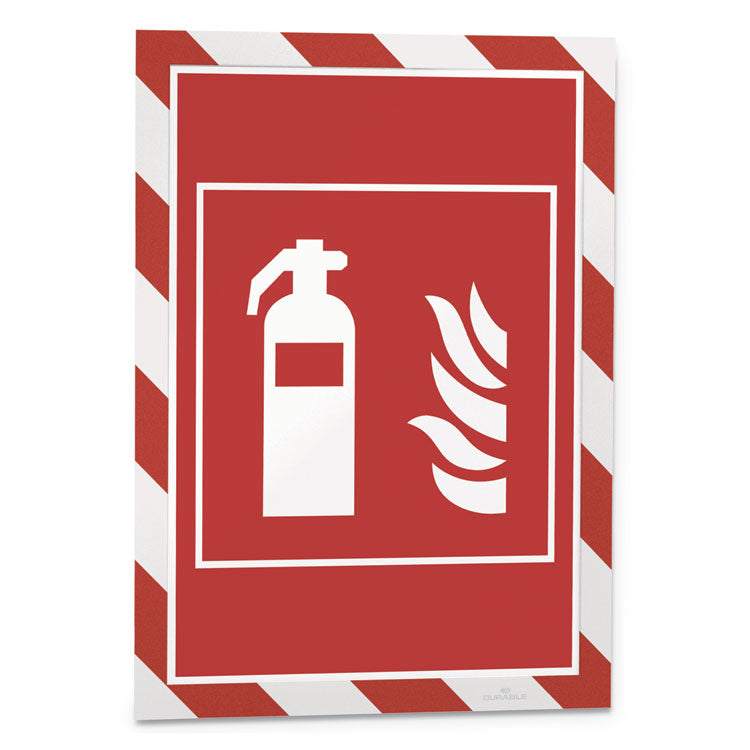 Durable® DURAFRAME Security Magnetic Sign Holder, 8.5 x 11, Red/White Frame, 2/Pack (DBL4772132) Pack of 2