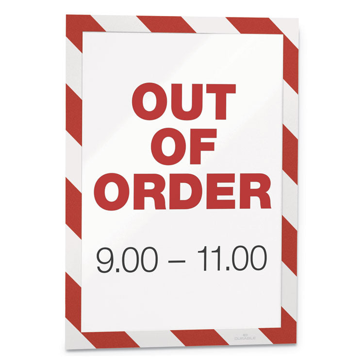 Durable® DURAFRAME Security Magnetic Sign Holder, 8.5 x 11, Red/White Frame, 2/Pack (DBL4772132) Pack of 2