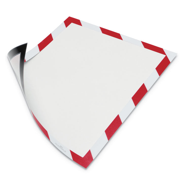 Durable® DURAFRAME Security Magnetic Sign Holder, 8.5 x 11, Red/White Frame, 2/Pack (DBL4772132) Pack of 2