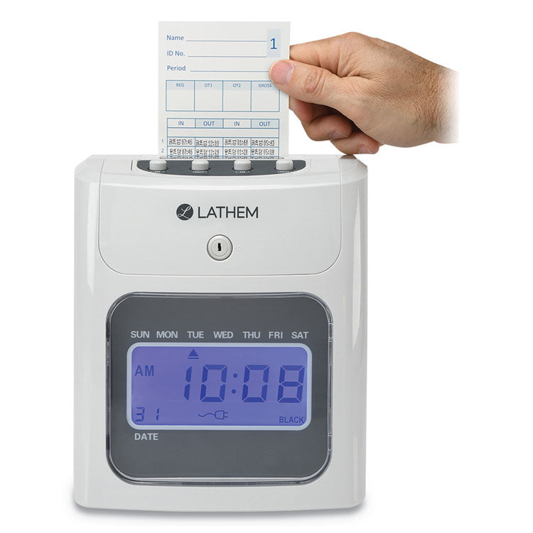 Lathem® Time 400E Top-Feed Time Clock Bundle, Digital Display, White (LTH400EKIT)