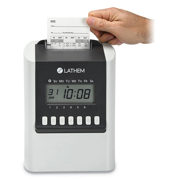 Lathem® Time 700E Calculating Time Clock, Digital Display, White (LTH700E)
