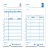 Lathem® Time Time Clock Cards for Lathem Time 400E, Two Sides, 3 x 7, 100/Pack (LTHE14100) Pack of 100