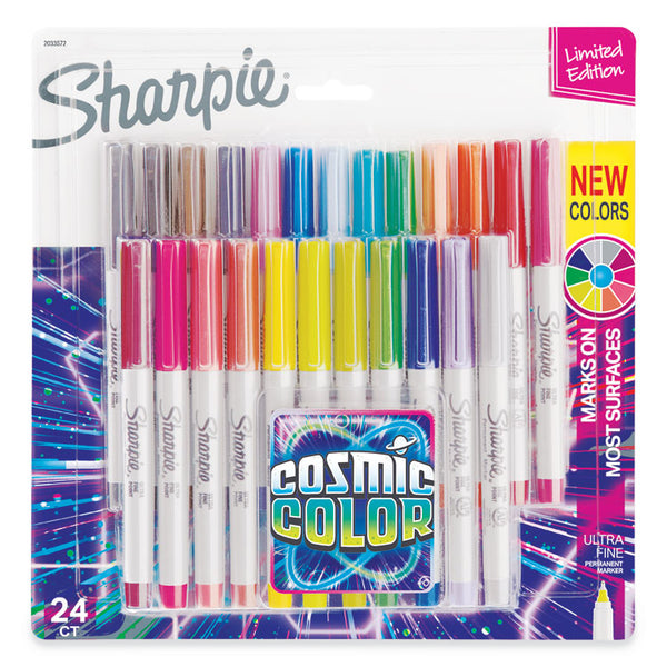 Sharpie® Cosmic Color Permanent Markers, Extra-Fine Needle Tip, Assorted Cosmic Colors, 24/Pack (SAN2033572)